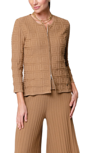 Zia Square-Detail Knit Jacket ; Mocha