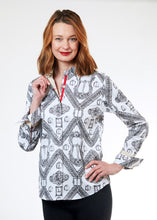 Rome Shirt Blk White Buckle Print