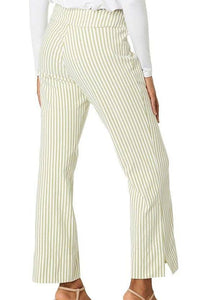 Krazy Larry P600 Pull on Wide Ankle Pant - Sage Stripe