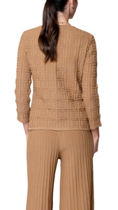 Zia Square-Detail Knit Jacket ; Mocha