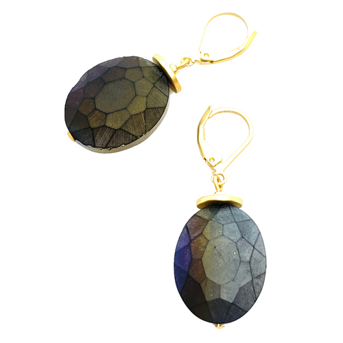 Matte Grey Faceted Crystal Earring