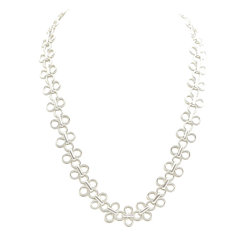 Matte Silver Clover Chain Necklace