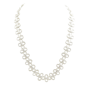 Matte Silver Clover Chain Necklace