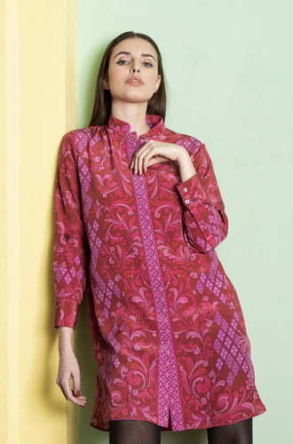 BESSI MANDARIN COLLAR SILK TUNIC